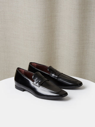 Penny Loafer in Black High Shine Calf