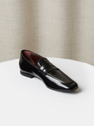 Penny Loafer in Black High Shine Calf