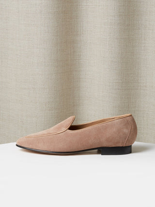 Belgian Loafer in Blush Pink Suede