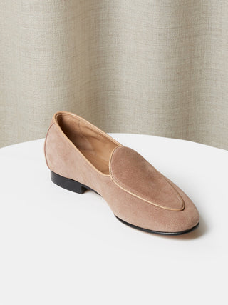 Belgian Loafer in Blush Pink Suede