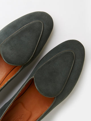 Green Suede Belgian Loafers