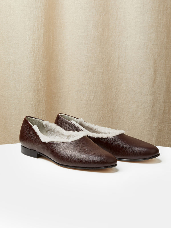 The Castro Loafer in Brown Leather with Shearling