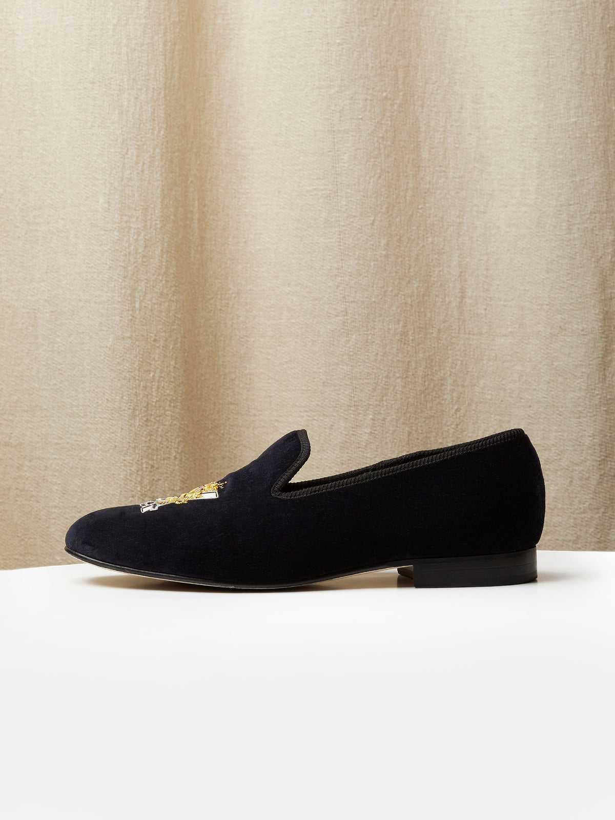 Albert Slipper in Midnight Navy Velvet, view 2