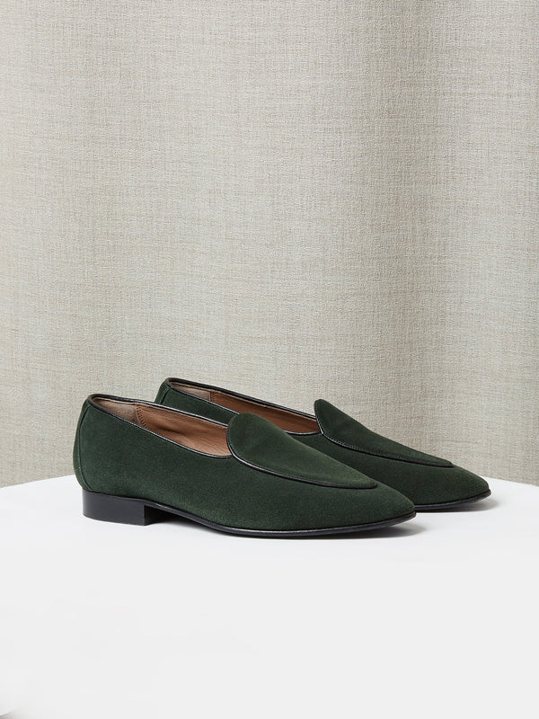 Belgian Loafer in Racing Green Suede