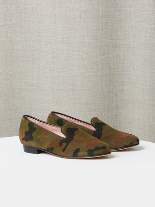 Children's Army Green Camouflage Suede Loafers