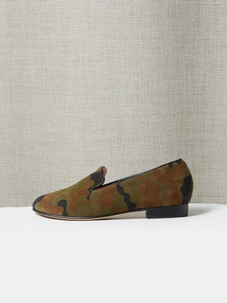 Children's Army Green Camouflage Suede Loafers