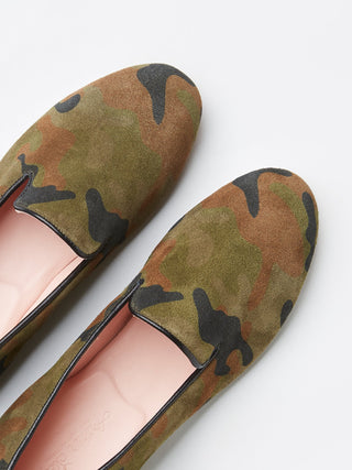 Children's Army Green Camouflage Suede Loafers