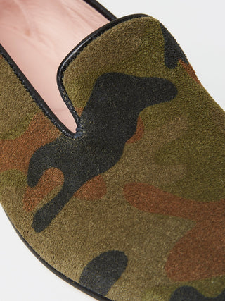 Children's Army Green Camouflage Suede Loafers