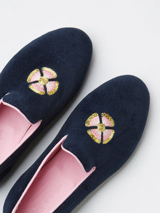 Children's Embroidered Velvet Loafers