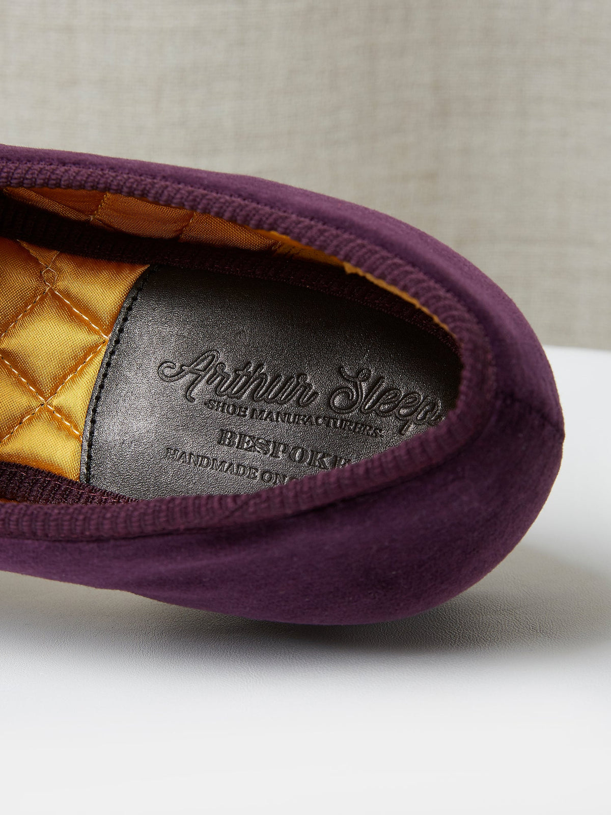 Albert Slipper Hand Embroidered in Deep Purple Velvet, view 4