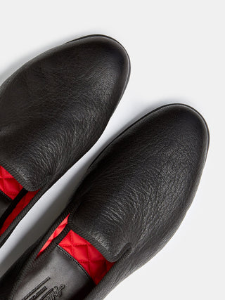 Black Deer Wholecut Slippers on Natural Rubber Soles