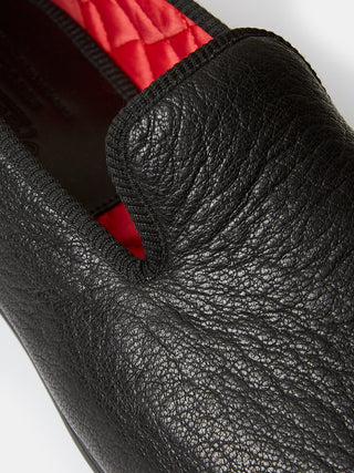 Black Deer Wholecut Slippers on Natural Rubber Soles