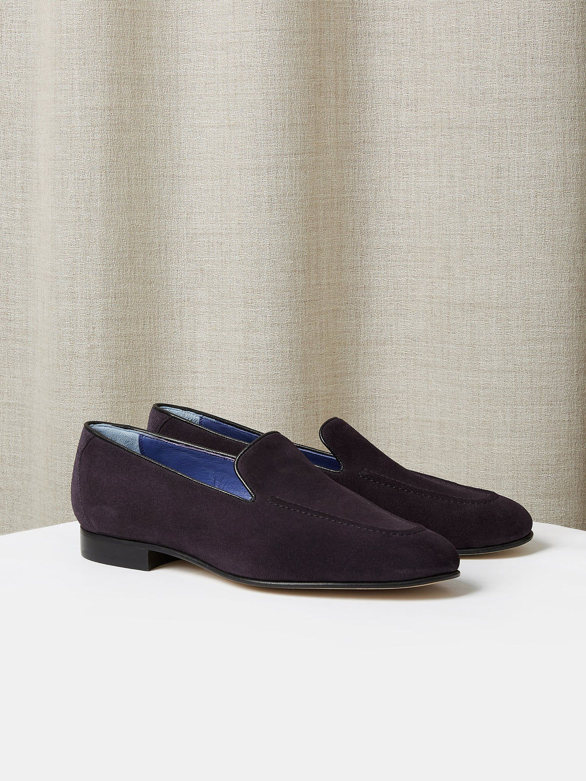 Pintuck Loafer in Deep Purple Suede, view 1