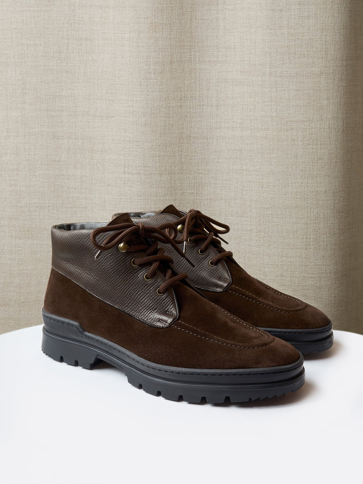 The Engadin Boot in Dark Brown Full-Grain Leather & Suede, view 1
