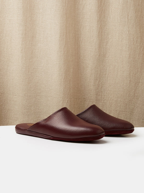 Globetrotter Glide Mules in Burgundy Deer Leather