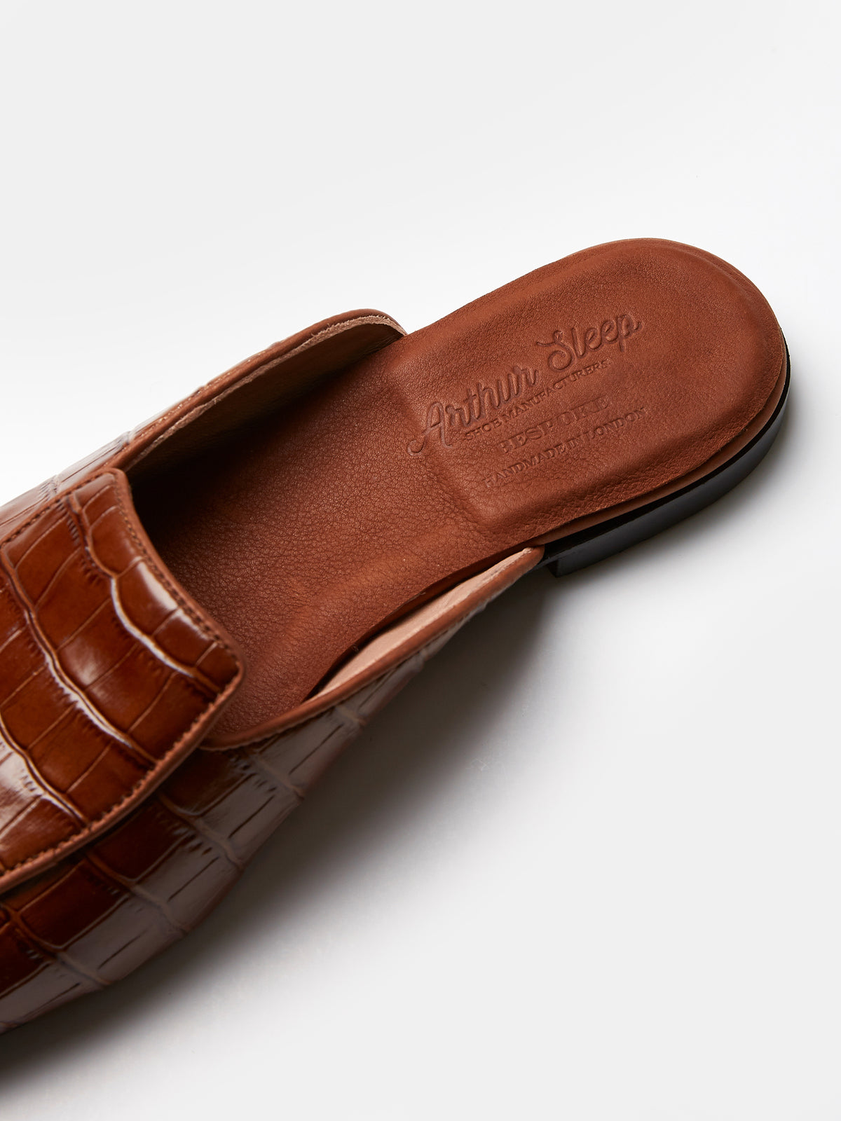 Belgian Mule in Brown Embossed Crocodile, view 4