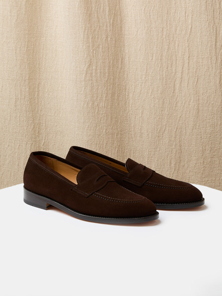 Goodyear Penny Loafer in Chocolate brown suede
