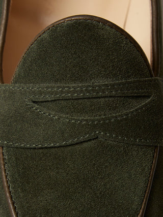 Belgian Penny Loafer in Forest Green Suede