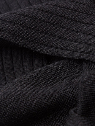 Knee High Ribbed Wool Socks in Charcoal