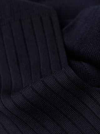 Knee High Ribbed Cotton Socks in Midnight