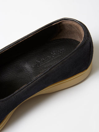 Navy Suede Belgian Loafers with Cream Rubber Soles