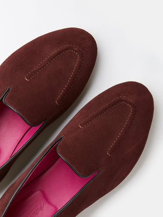 Burgundy Suede Pintuck House Slippers
