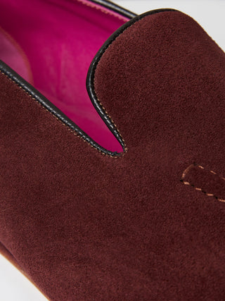 Burgundy Suede Pintuck House Slippers