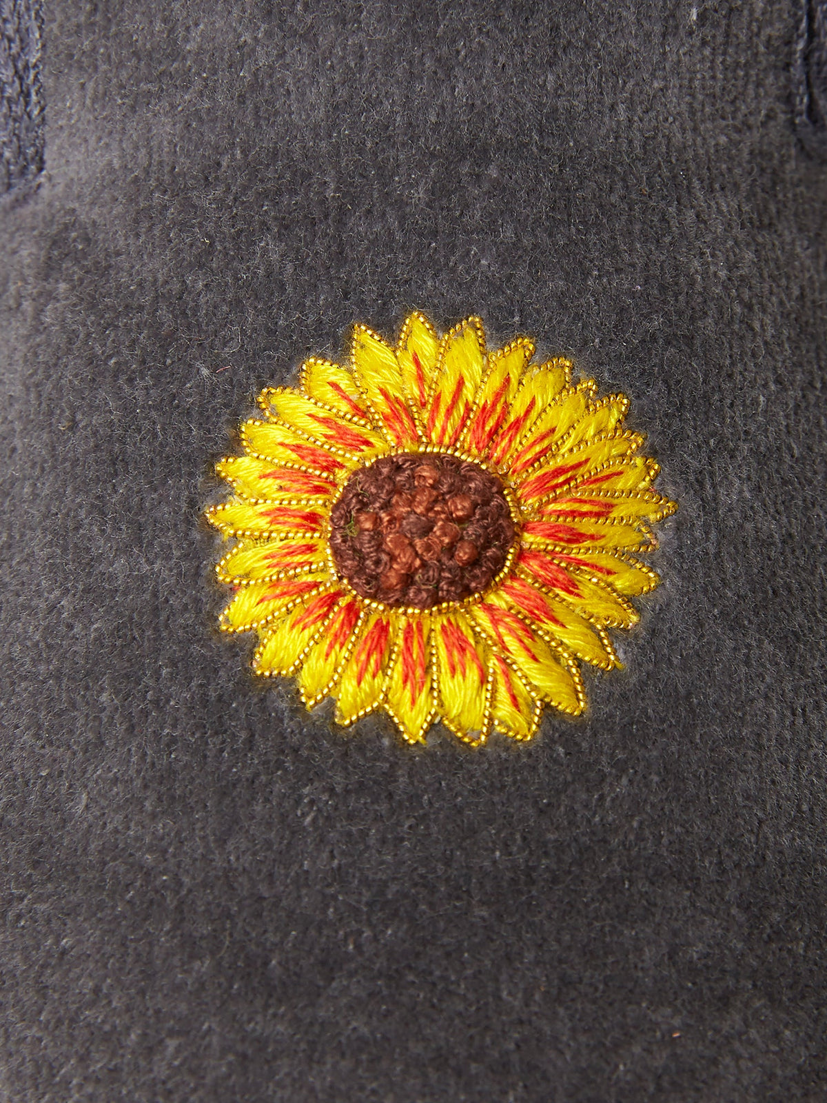 Albert Slipper in Grey Velvet with Hand-Embroidered Sunflower, view 5