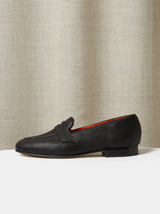Black Deer Pintuck Penny Loafers