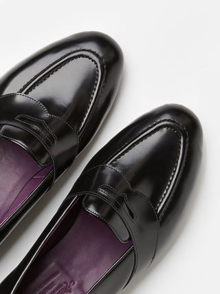 High Shine Black Calf Caledonian Loafer