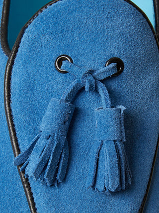 Belgian Tassel Loafer in Côte d'Azur Blue Suede