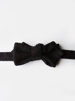 Diamond Point Bow Tie in Black Shantung Silk - Self Tie