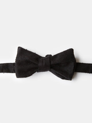Bow Tie in Black Shantung Silk - Self Tie