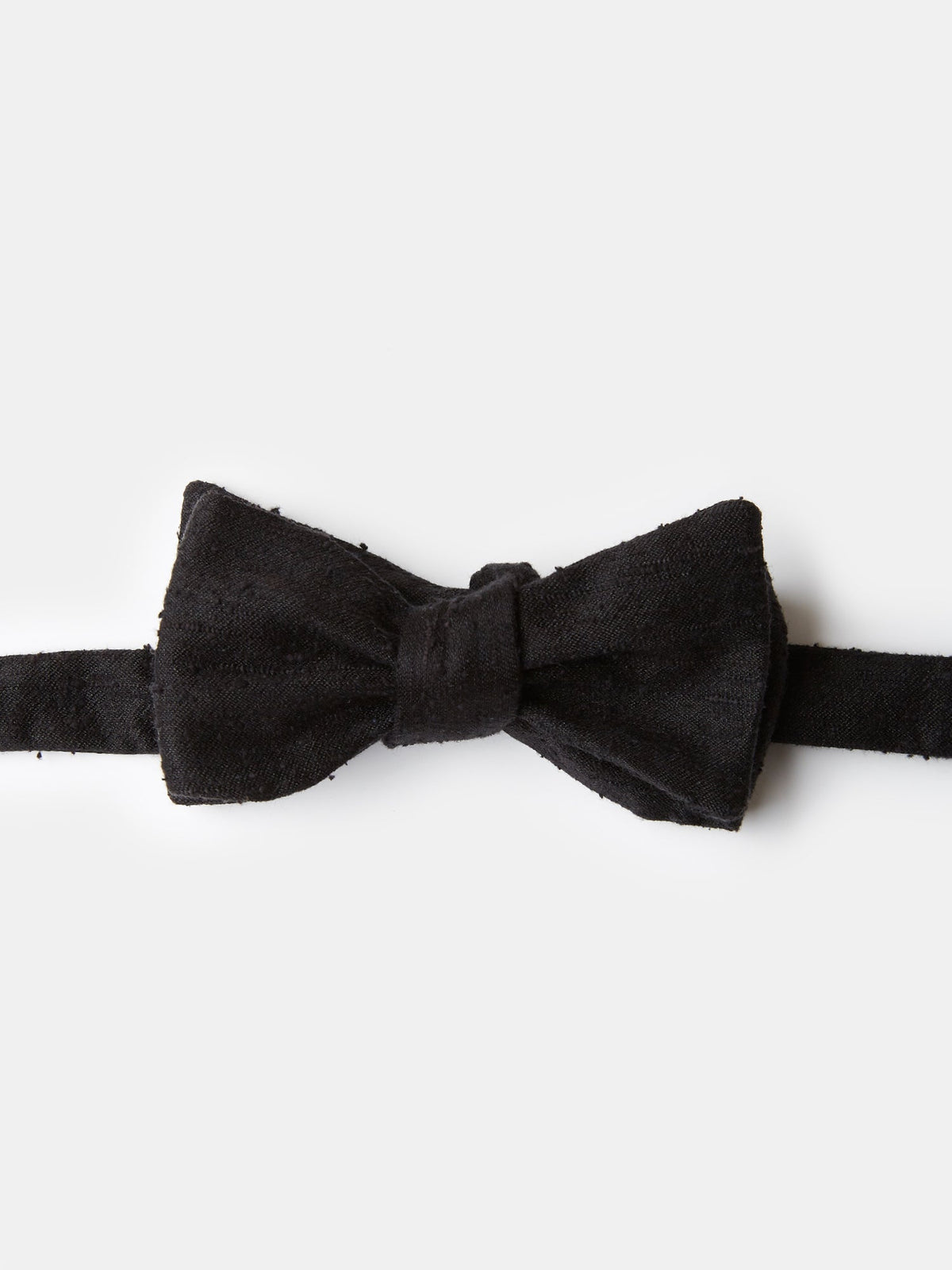 Bow Tie in Black Shantung Silk - Self Tie, view 1