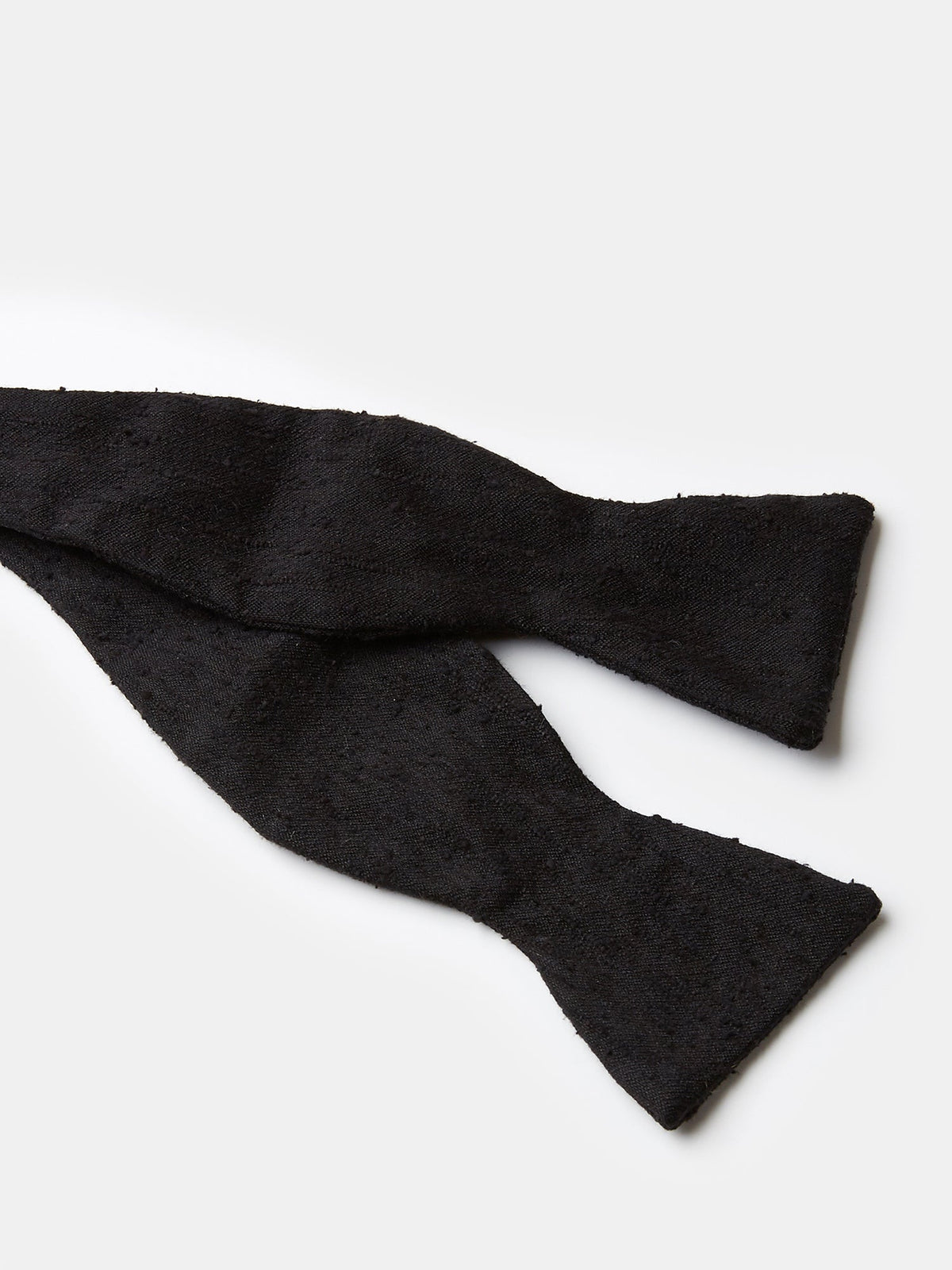 Bow Tie in Black Shantung Silk - Self Tie, view 2