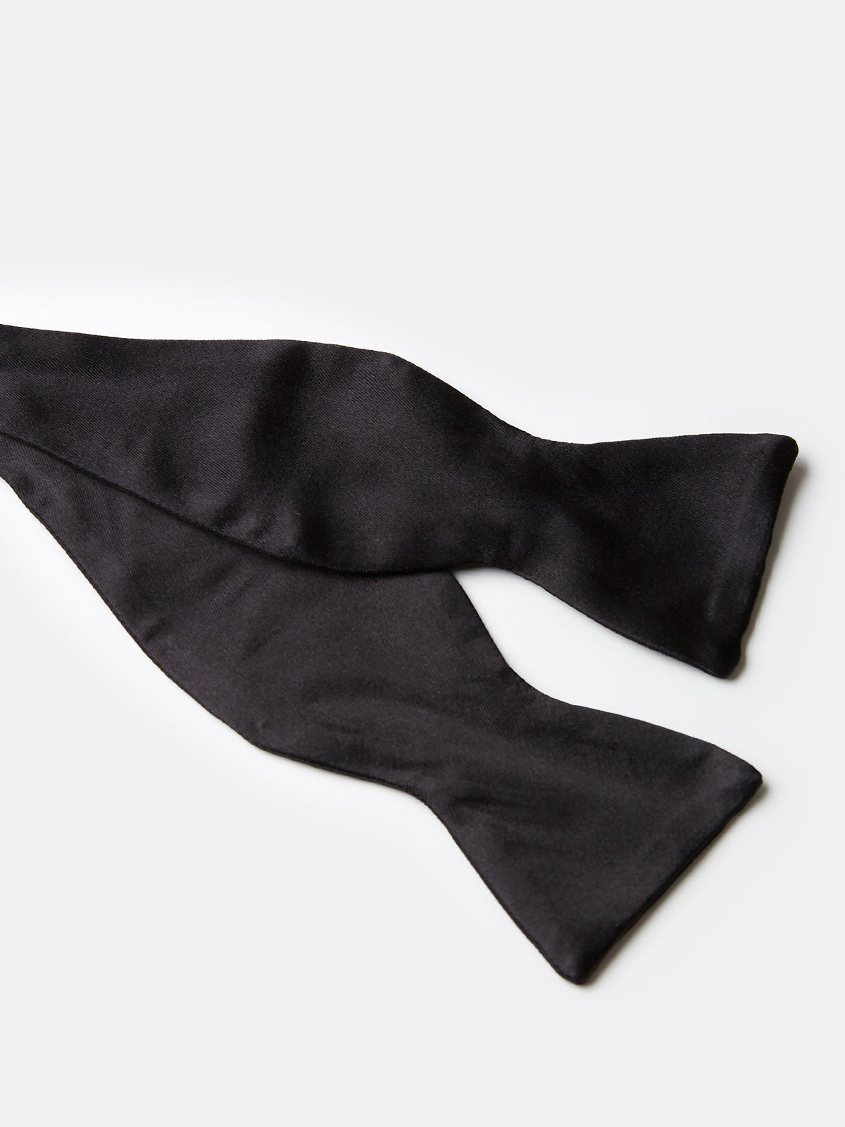 Bow Tie in Black Silk Satin - Self Tie, view 2