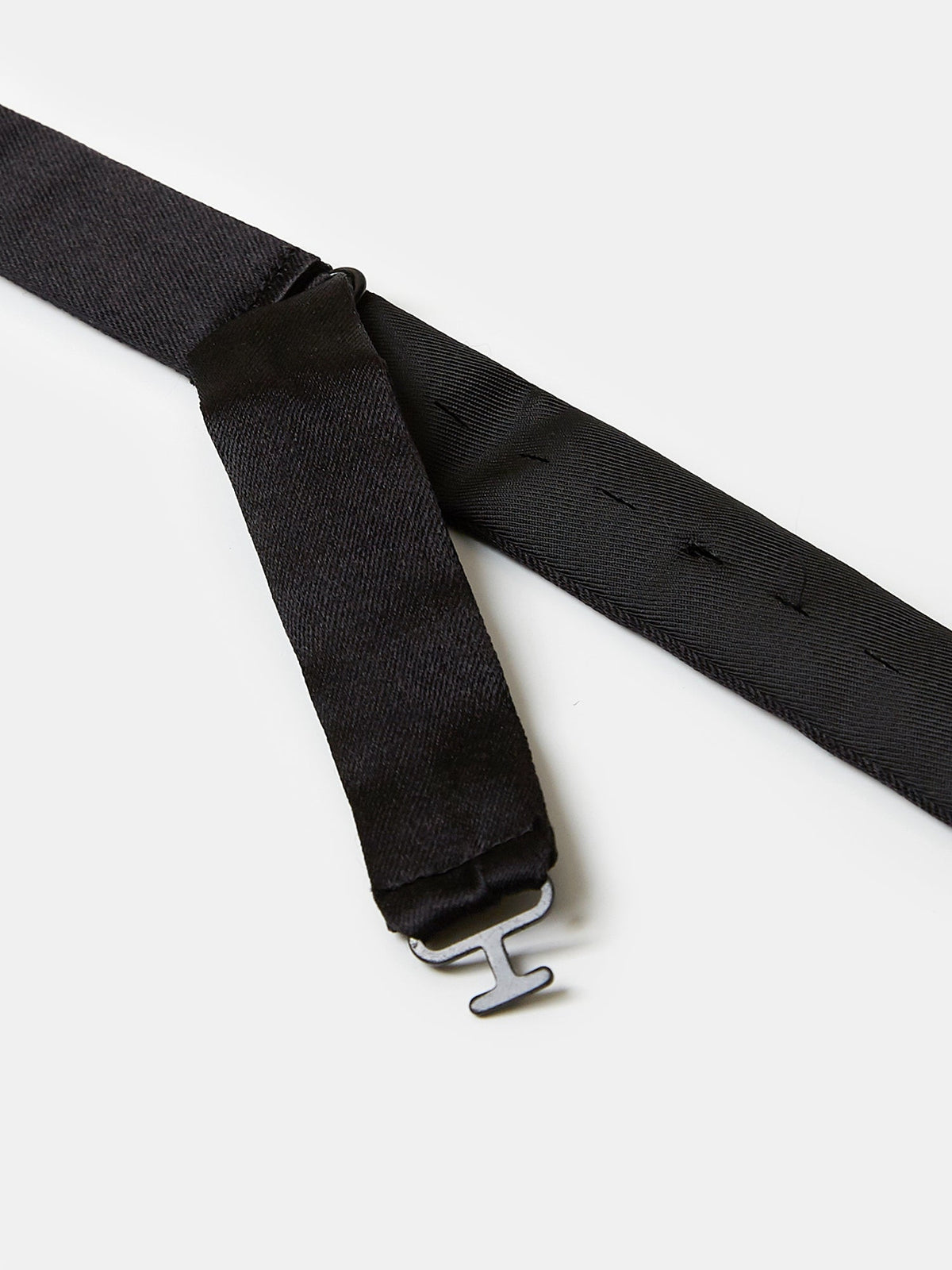 Bow Tie in Black Silk Satin - Self Tie, view 3