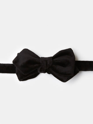 Diamond Point Bow Tie in Black Silk Velvet - Self Tie