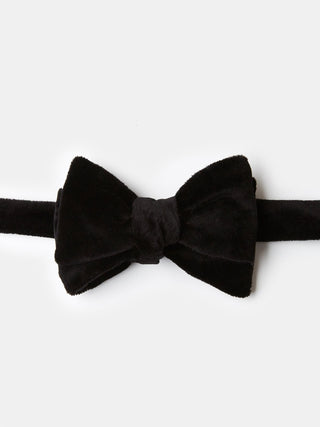 Bow Tie in Black Silk Velvet - Self Tie