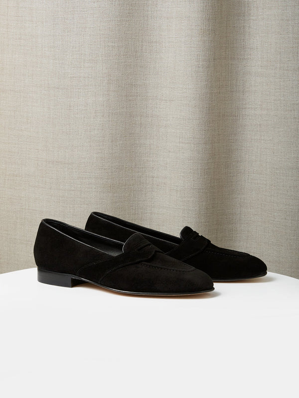 The Caledonian Loafer in Black Suede