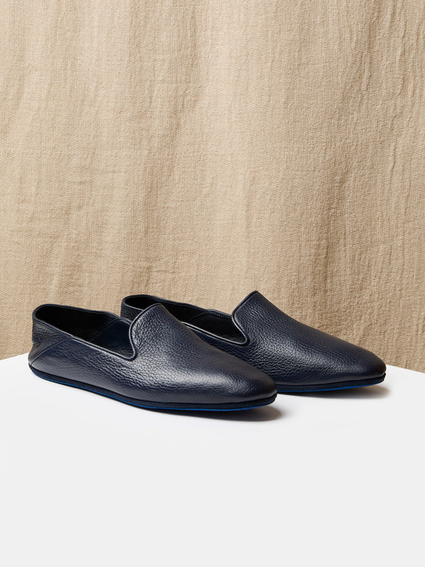 Globetrotter Glide Slipper in Navy deer leather