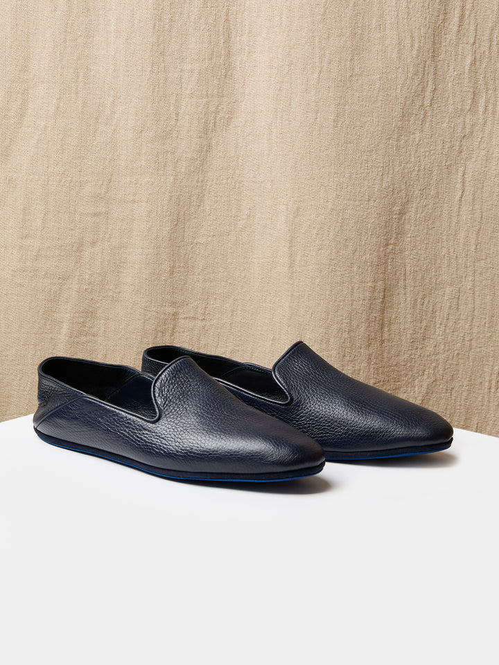 Globetrotter Glide Slipper in Navy deer leather