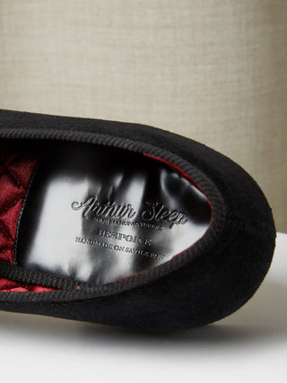 Evening Slipper in Black Velvet with Hand-Embroidered Family Crest