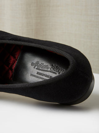 Evening Slipper in Black Velvet with Cocktail Hand-Embroidery