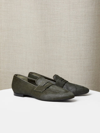 Penny Loafer in Green Pony Hair