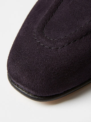Deep Purple Suede Pintuck Loafers