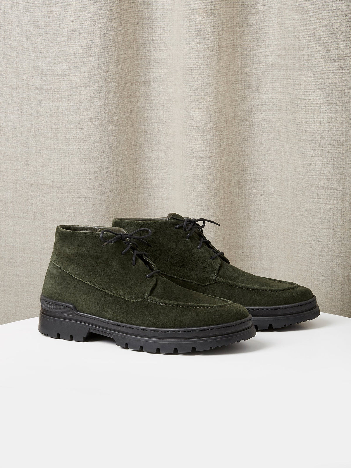 The Engadin Boot in Forest Green Suede with Fur Lining, view 1