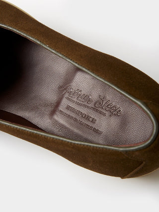 Belgian Loafer in Dark Green Suede