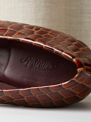 The Amarantos Loafer in Brown Embossed Crocodile