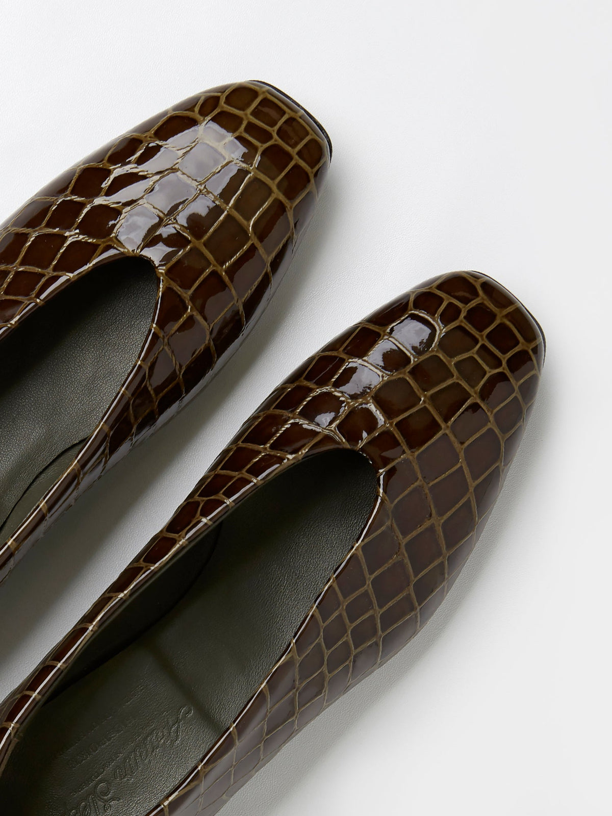 The Amarantos Loafer in Olive Embossed Crocodile, view 3